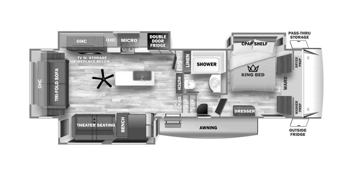 2024 Sabre 32GKS Fifth Wheel at 72 West Motors and RVs STOCK# 113206 Floor plan Layout Photo