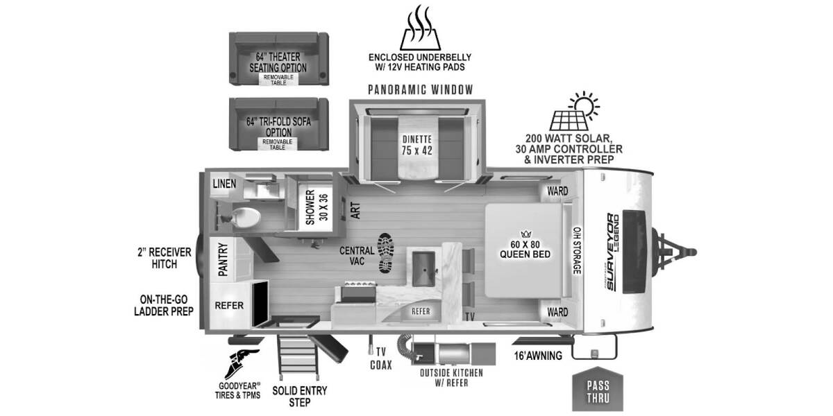 2024 Surveyor Legend 202RBLE Travel Trailer at 72 West Motors and RVs STOCK# 048059 Floor plan Layout Photo
