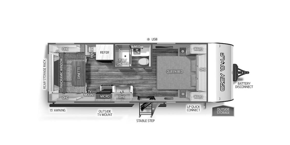 2024 Cherokee Grey Wolf Wolf Den 20RDSE Travel Trailer at 72 West Motors and RVs STOCK# 090409 Floor plan Layout Photo