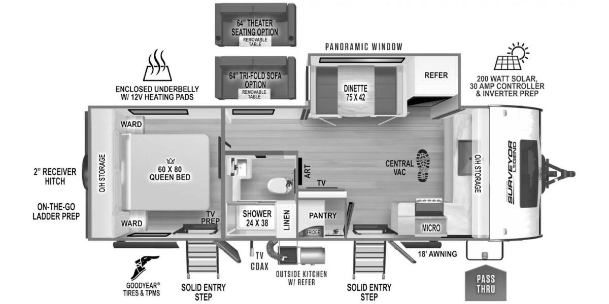 2024 Surveyor Legend 235FKLE Travel Trailer at 72 West Motors and RVs STOCK# 048103 Floor plan Layout Photo