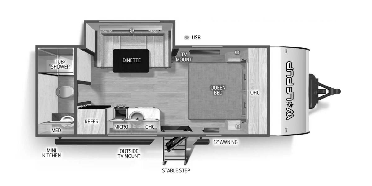 2025 Cherokee Wolf Pup 16KHW Travel Trailer at 72 West Motors and RVs STOCK# 034477 Floor plan Layout Photo