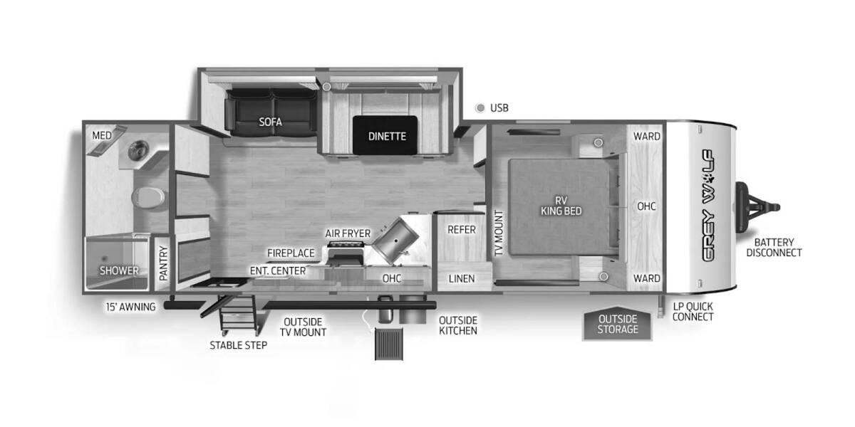 2025 Cherokee Grey Wolf 26LK Travel Trailer at 72 West Motors and RVs STOCK# 091164 Floor plan Layout Photo