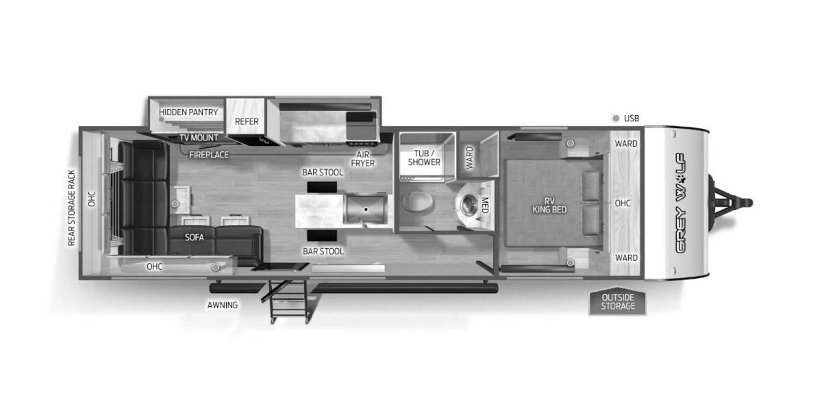 2025 Cherokee Grey Wolf 27LH Travel Trailer at 72 West Motors and RVs STOCK# 164655 Floor plan Layout Photo