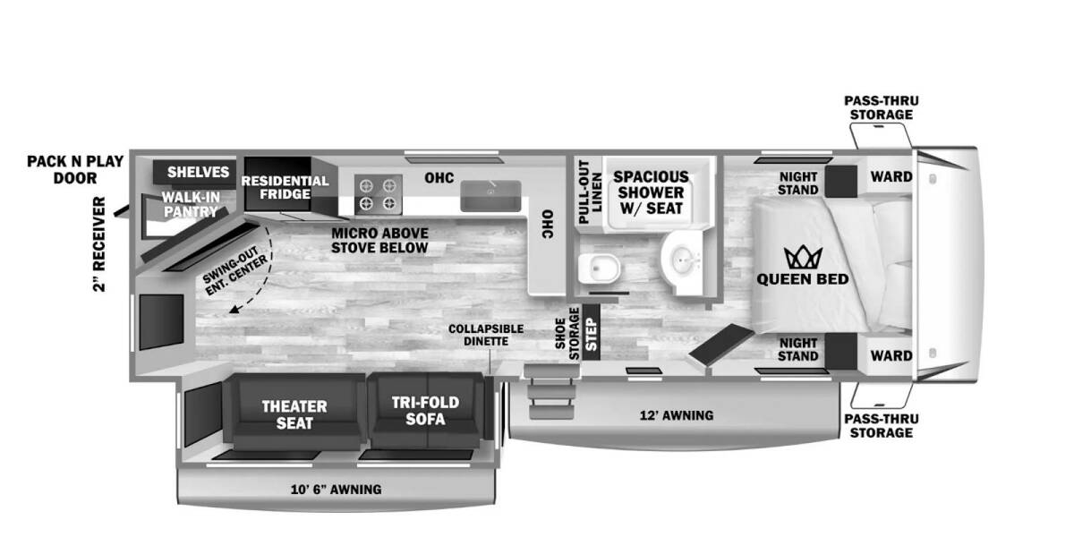 2025 Sabre 25RLS Fifth Wheel at 72 West Motors and RVs STOCK# 114852 Floor plan Layout Photo