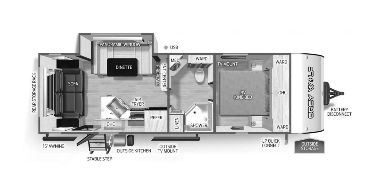 2025 Cherokee Grey Wolf 23MK Travel Trailer at 72 West Motors and RVs STOCK# 091728 Floor plan Layout Photo