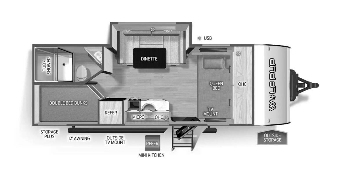 2025 Cherokee Wolf Pup 17JW Travel Trailer at 72 West Motors and RVs STOCK# 035067 Floor plan Layout Photo