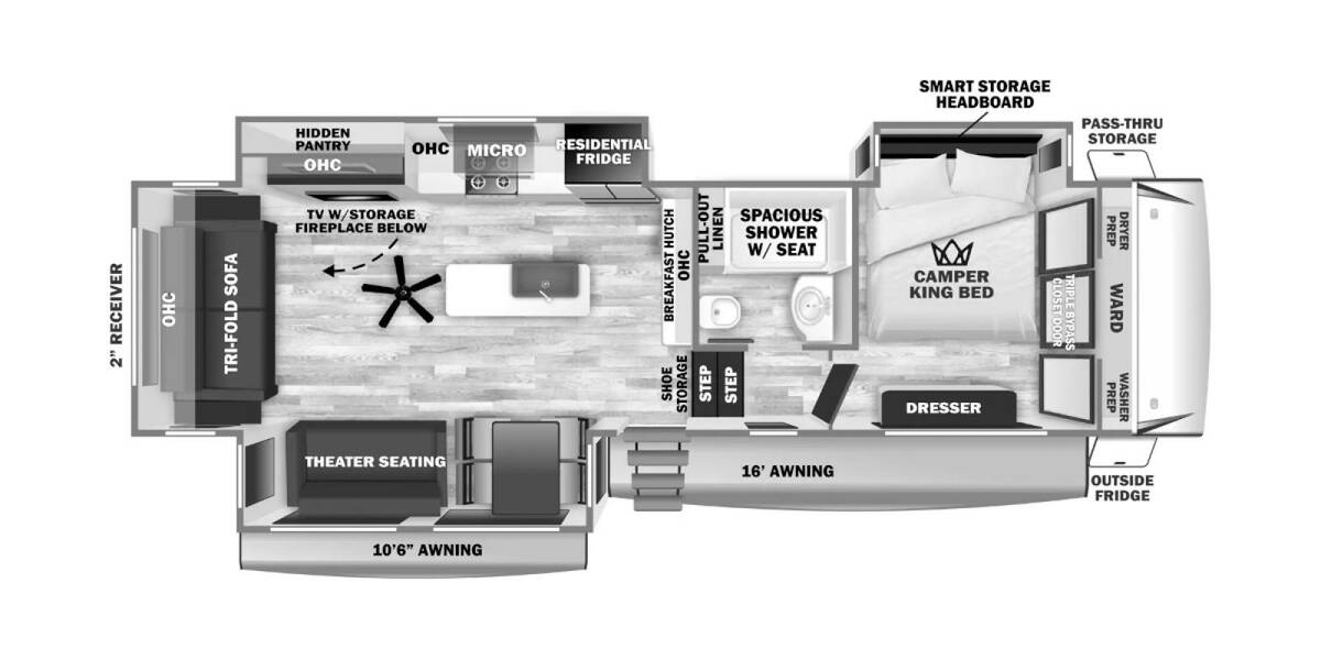 2025 Sabre 32GKS Fifth Wheel at 72 West Motors and RVs STOCK# 114985 Floor plan Layout Photo