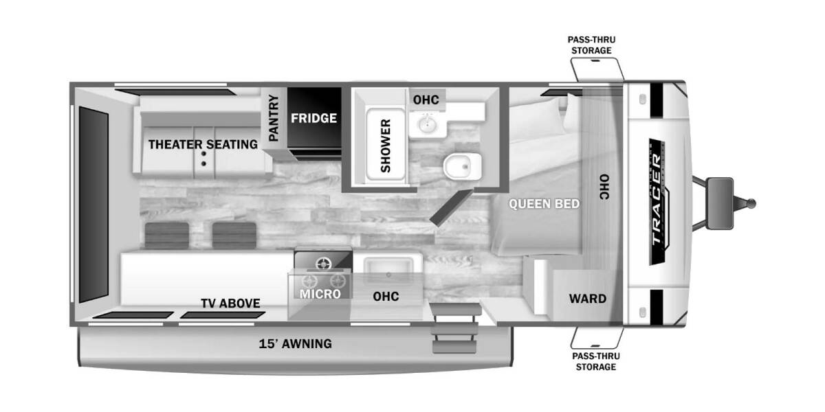 2025 Prime Time Tracer Touring Edition 170RS Travel Trailer at 72 West Motors and RVs STOCK# 525795 Floor plan Layout Photo