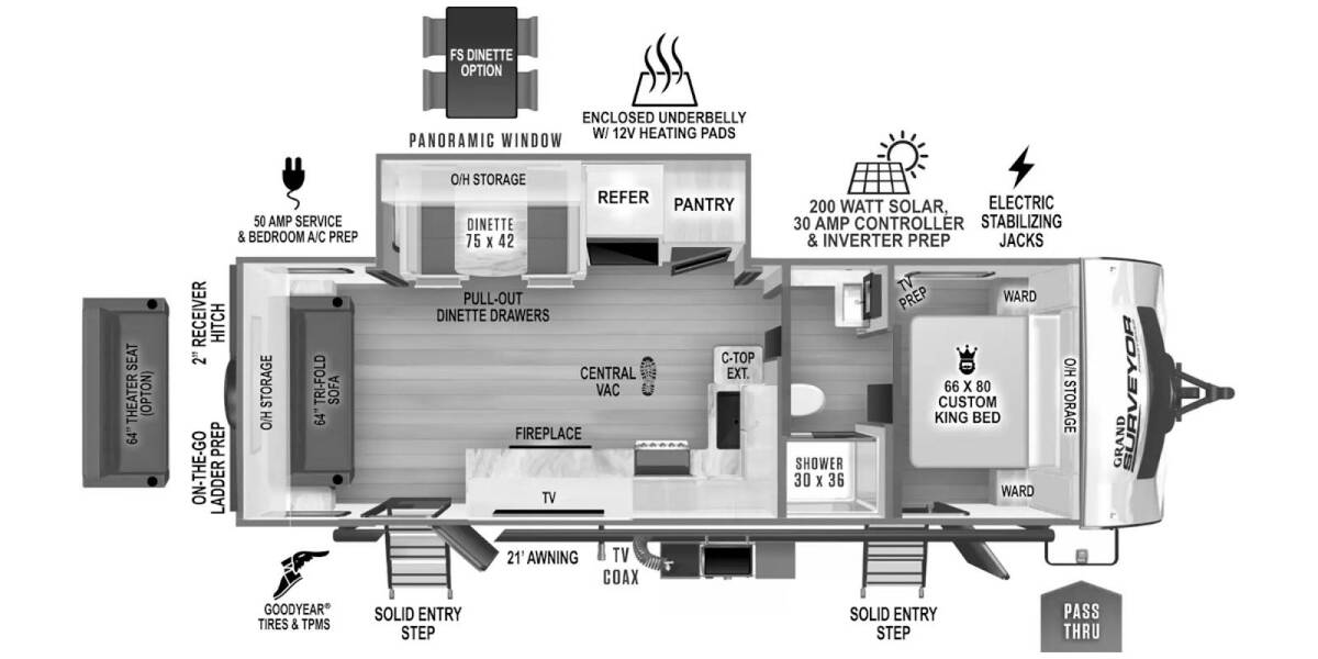 2025 Surveyor Grand Surveyor 253RLS Travel Trailer at 72 West Motors and RVs STOCK# 050216 Floor plan Layout Photo