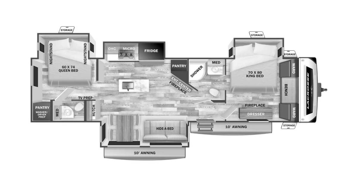 2025 Prime Time LaCrosse 3510DB Travel Trailer at 72 West Motors and RVs STOCK# 012308 Floor plan Layout Photo