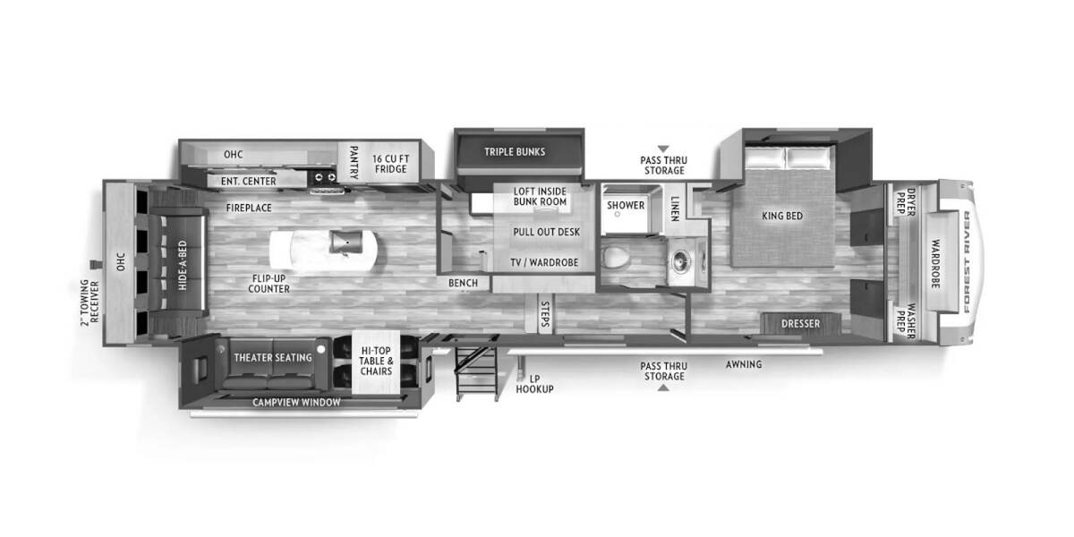 2025 Wildcat 36MB Fifth Wheel at 72 West Motors and RVs STOCK# 005169 Floor plan Layout Photo