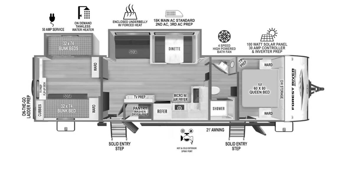 2025 Surveyor Legend X 32CAMP Travel Trailer at 72 West Motors and RVs STOCK# 050149 Floor plan Layout Photo