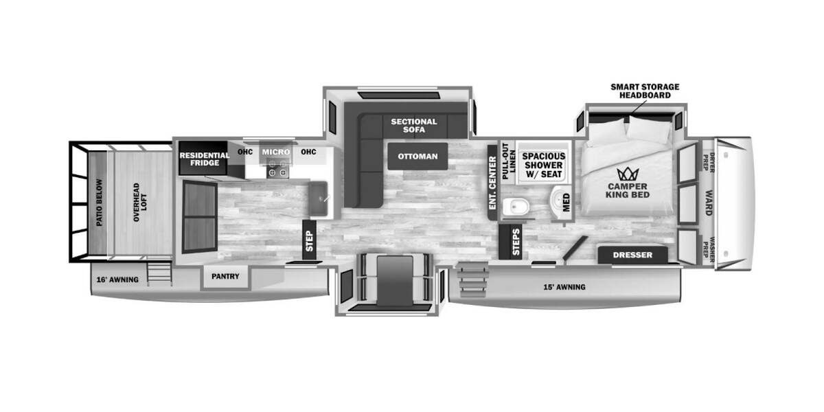 2025 Sabre 36ML Fifth Wheel at 72 West Motors and RVs STOCK# 115179 Floor plan Layout Photo