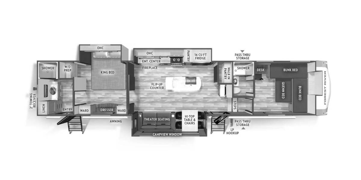 2025 Wildcat 35FUN Fifth Wheel at 72 West Motors and RVs STOCK# 005165 Floor plan Layout Photo