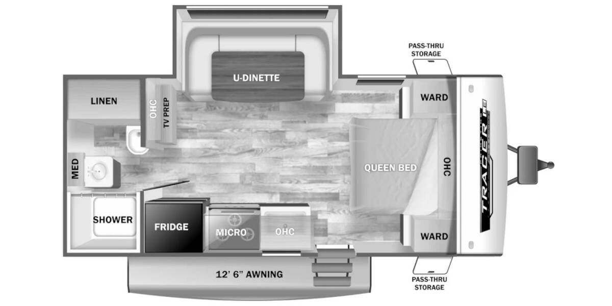 2025 Prime Time Tracer Touring Edition 190RB Travel Trailer at 72 West Motors and RVs STOCK# 525799 Floor plan Layout Photo