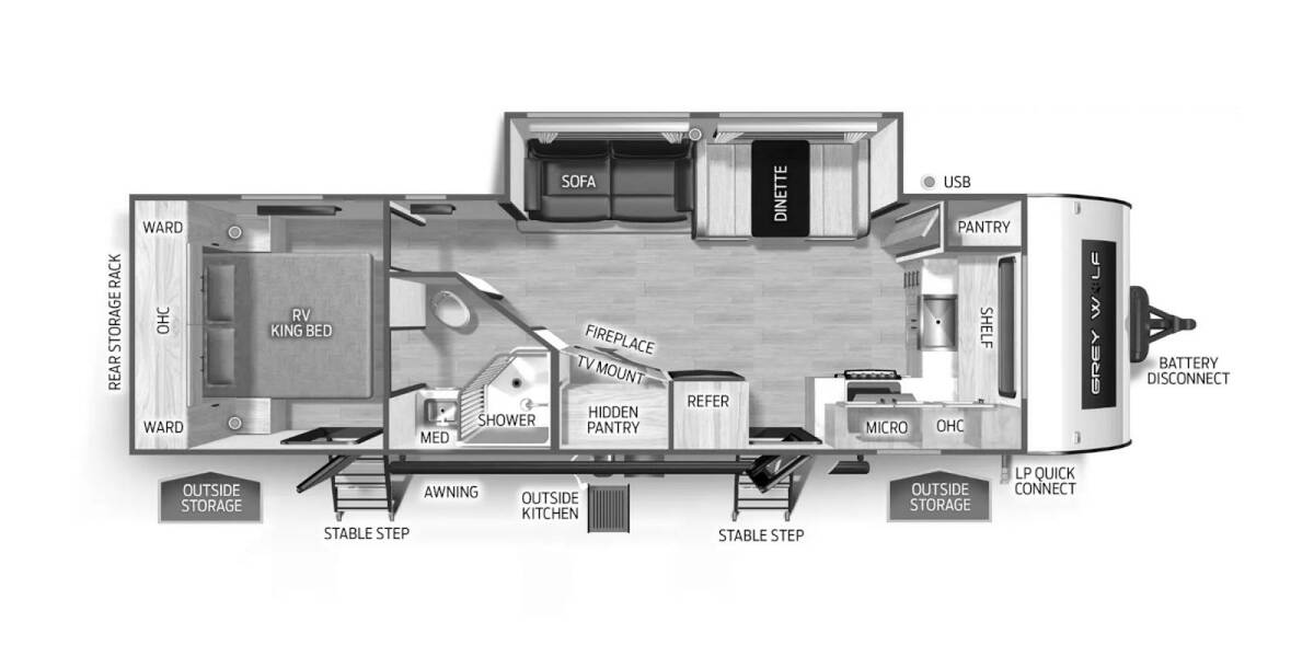 2025 Cherokee Grey Wolf 27GHBL Black Label Travel Trailer at 72 West Motors and RVs STOCK# 093876 Floor plan Layout Photo